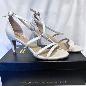 IDIFU Silvia-Women's Size 8 1/2" White Strappy 3 " Heels-White-Formal-Prom